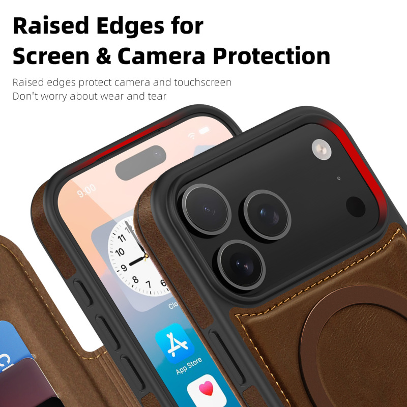 跨境适用iPhone17手机壳灵盾磁吸翻盖皮套苹果17ProMax插卡保护套|undefined