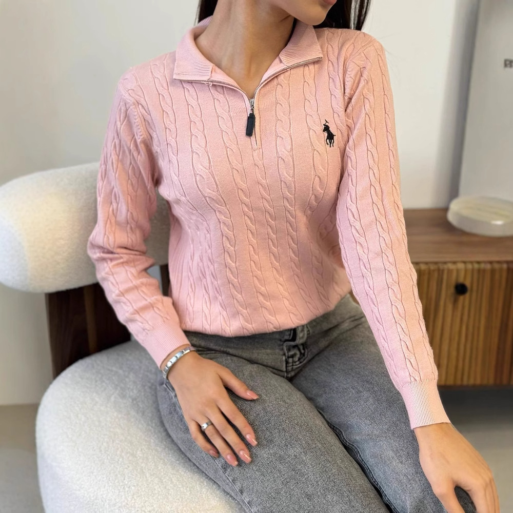 2024 otoño nuevo Europa y América Amazon transfronterizo ropa de mujer de color sólido semi-tirale con solapa retro camisa de punto de torsión camisa superior