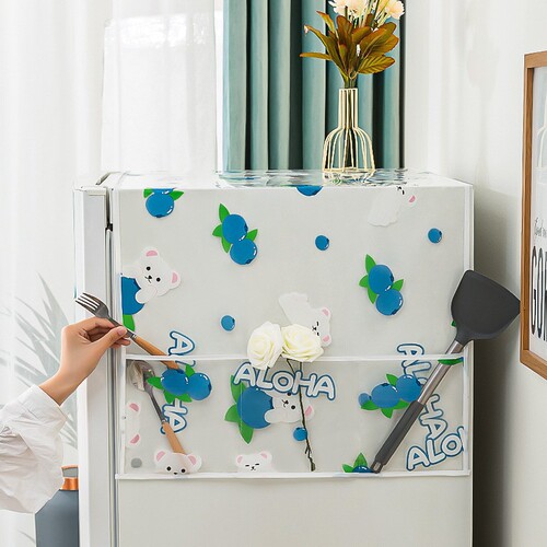 Refrigerator dust cover cover cloth cute storage hanging bag household waterproof and dustproof refrigerator top cover cartoon protective cover