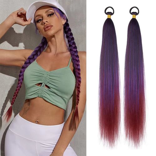 Elastic Ponytail Headdress for Women, European & American Style: Seamless Wrap-around Braided Ponytail Extensions for Straight Hair