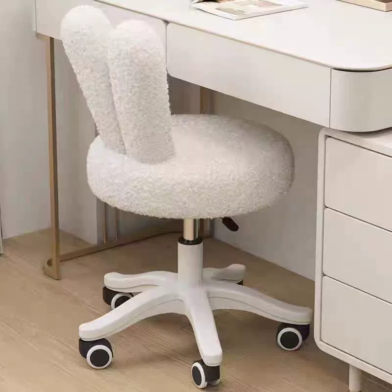Оптовая продажа от производителя: кресло для макияжа с ушками кролика, кремовый стиль, кресло из овечьей шерсти, компьютерное кресло, табурет для макияжа, табурет для туалетного столика, табурет для спальни.