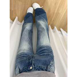 小个子低腰微喇牛仔裤女款新款复古直筒宽松休闲裤不贴腿喇叭裤女