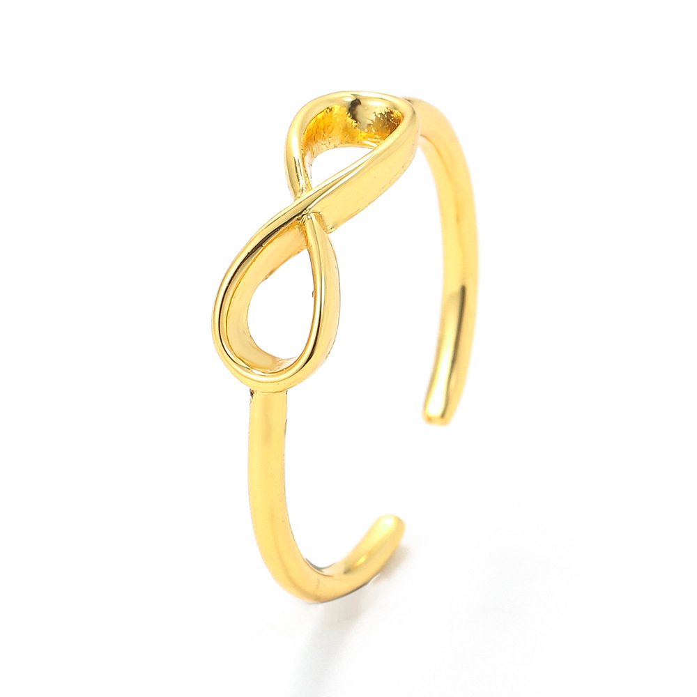 2g Weight Foreign Trade Fashion Inverted Figure 8 Ring Temperament Simple Opening Adjustable Ring Minimalist Plain Ring