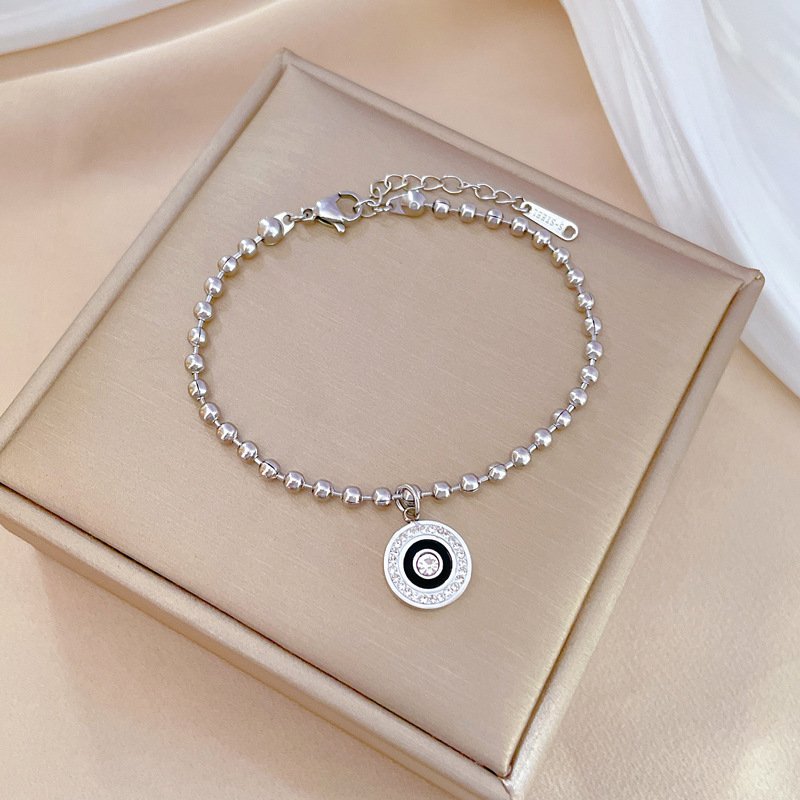 Bracciale a catena con perline in acciaio titanio anello romano donna_voghion.com