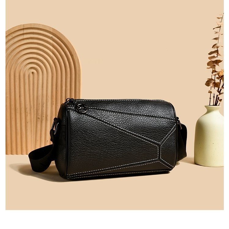 2024 otoño nuevo bolso de hombro europeo y americano retro cremallera bolso coreano de cuero suave de color sólido simple bolso de Boston