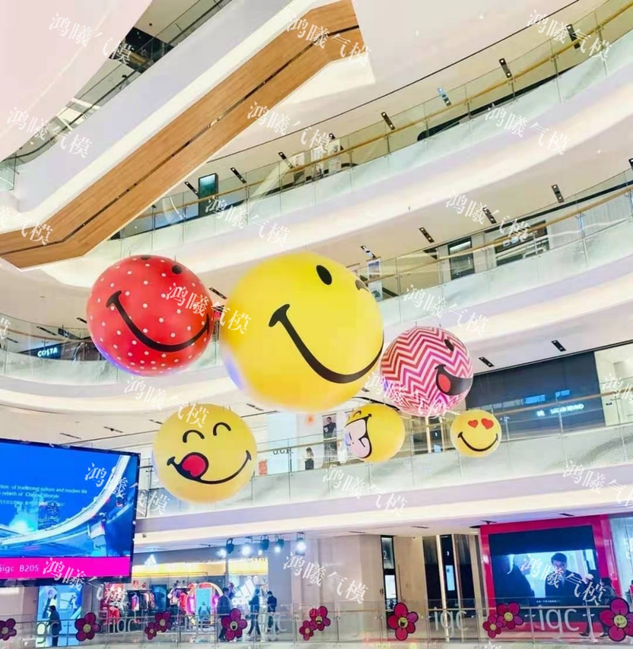 笑脸气模表情包pvc充气笑脸球emoji黄色卡通气模酒吧夜店气氛道具