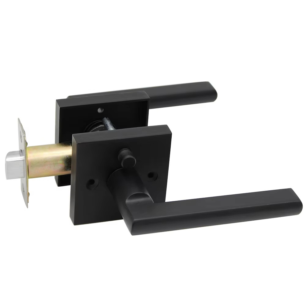 Cerradura de mano de baño cuadrada de aleación de zinc cerradura de puerta negra americana cerradura de puerta de baños domésticos de tres barras