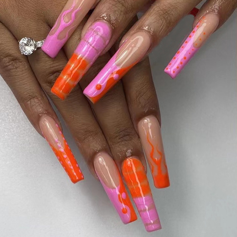 Flame Wave Point Art Long Ballet Home Graffiti Color Dance Tai Chi Nail Wear Armor European and American Nail Piece Removable Flame Wave Point Art Long Ballet Home Graffiti Color Dance Tai Chi Nail Wear Armor European and American Nail Piece Removable