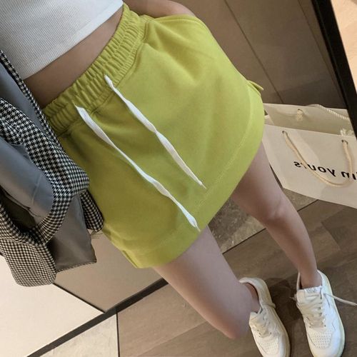 Women's Summer High-Waisted Drawstring Casual Sport Shorts, Sweet Candy Color, Versatile Skort Shorts, Short Length Wide Leg Pants, Trendy