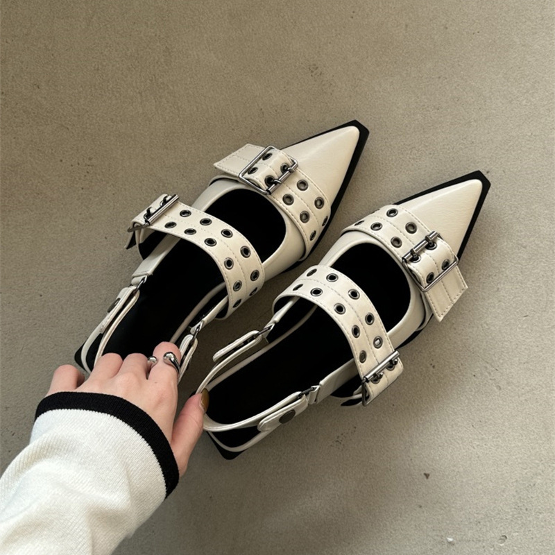 French style small fragrant pointed toe Mary Jane shoes retro medium thick heel single shoes for women 2024 spring and summer _voghion.com