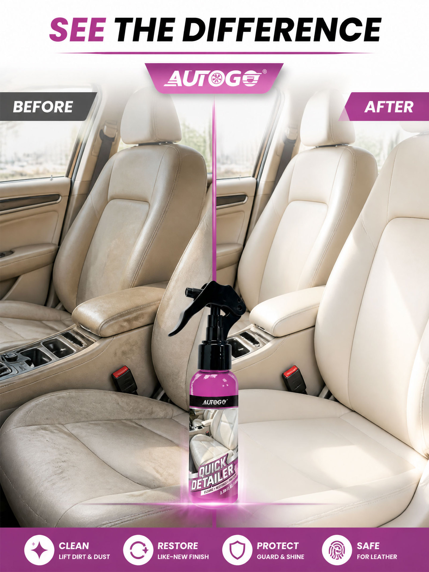 AUTOGO Car Interior Cleaner: A gentle formula for cleaning, maintaining, and restoring car interior components