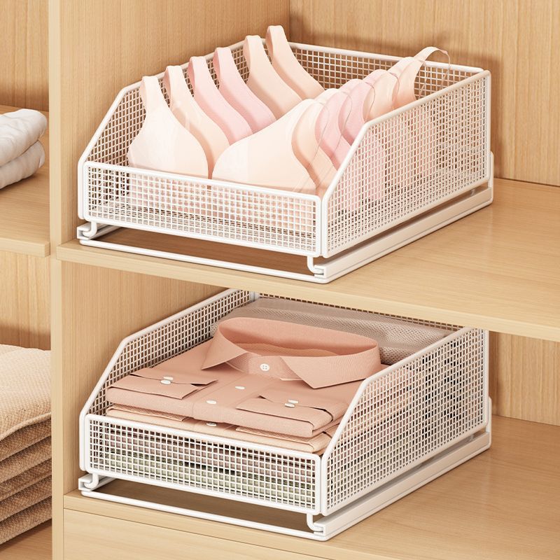 Sturdy Iron Art Pull-Out Wardrobe Storage Rack for Organizing Clothes and Bags Inside the Closet, Layered Sliding Storage Shelf