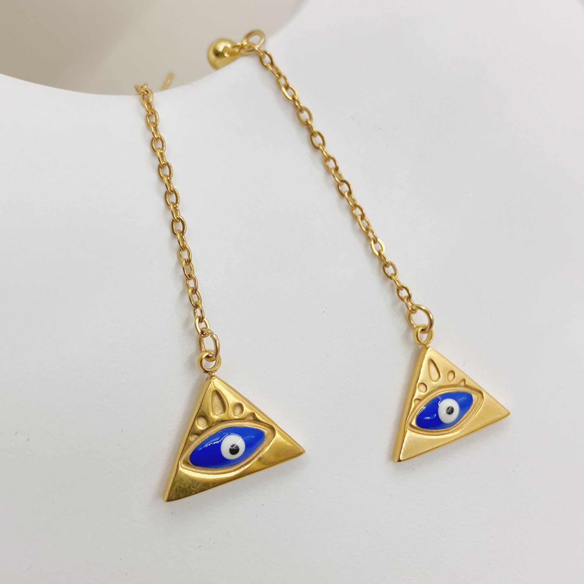 Fashion Triangle Eye Stainless Steel Plating Earrings 1 Pair