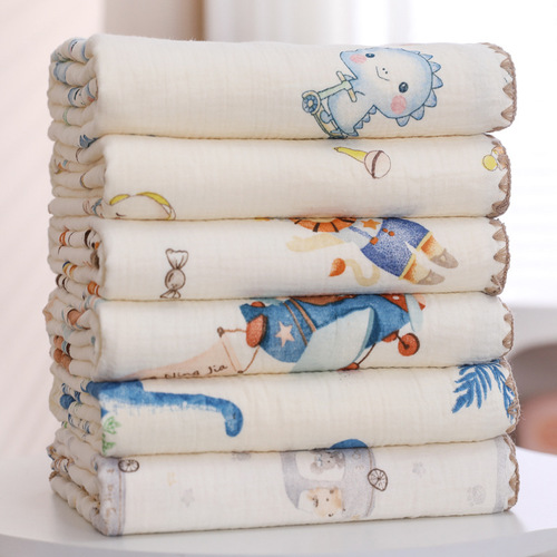 Baby and child quilt soft four-layer gauze absorbent cotton bath towel cover blanket air-conditioning quilt baby and child lock edge towel quilt