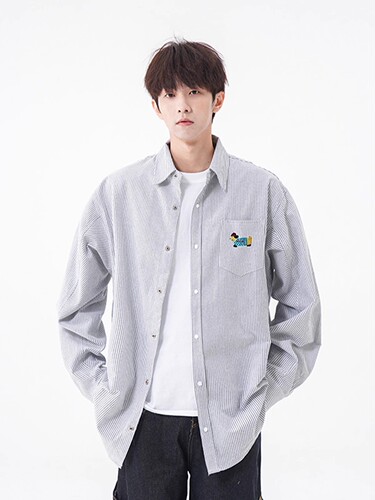 American Sausage Dog Embroidered Shirt for Men 2025 Spring New Loose Barn Style Couple's Shirt Long Sleeve Jacket