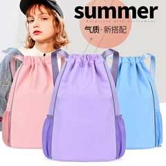 批發新款牛津布束口袋雙肩包男大容量戶外運動健身包女短途旅行包