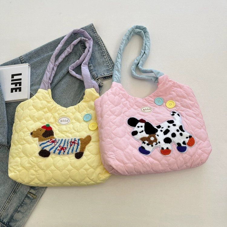 Small design cute universal capacious backpack one shoulder, bag, with embroidery