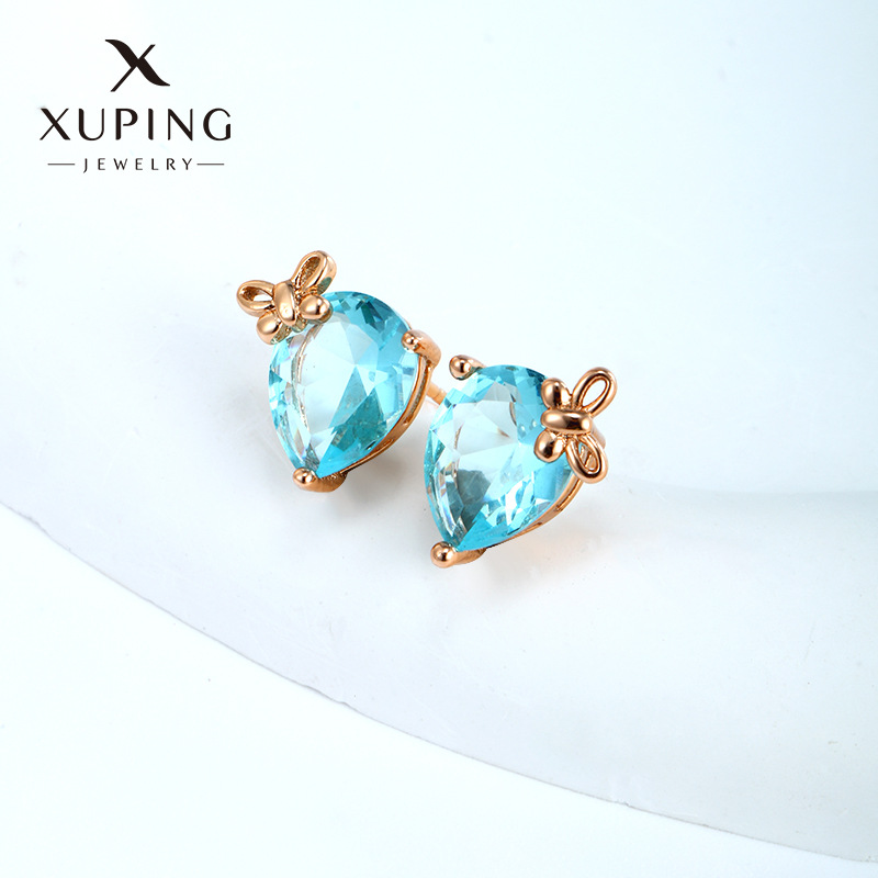 Xuping joyería artificial gema gota de agua arco pendientes de alto grado de luz de lujo pendientes de moda joyería femenina al por mayor