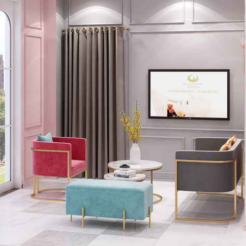 Beauty Salon Sofa Reception Leisure Three-person Simple Modern Fashion Small Household Living Room U-shaped Sofa Set