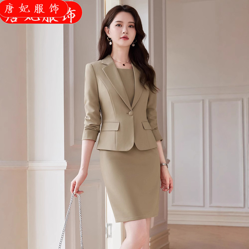 High-end brown Suit Dress Women's Fashion Elegant Professional Dress Two-piece dress Small Suit Jacket Autumn High-end brown Suit Dress Women's Fashion Elegant Professional Dress Two-piece dress Small Suit Jacket Autumn