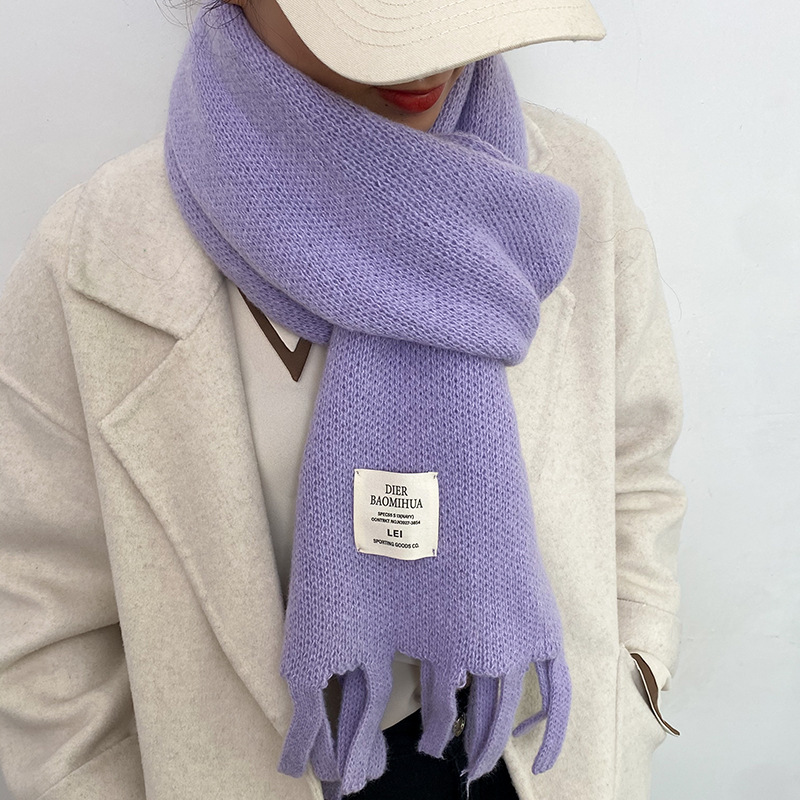 Women's Simple Style Commute Solid Color Imitation Cashmere Tassel Scarf display picture 5