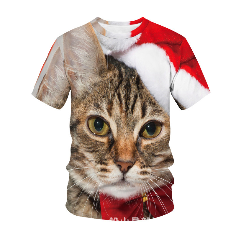 Summer foreign trade cross-border new kitten T-shirt animal print men's outdoor sports short sleeve pullover clothing Summer foreign trade cross-border new kitten T-shirt animal print men's outdoor sports short sleeve pullover clothing