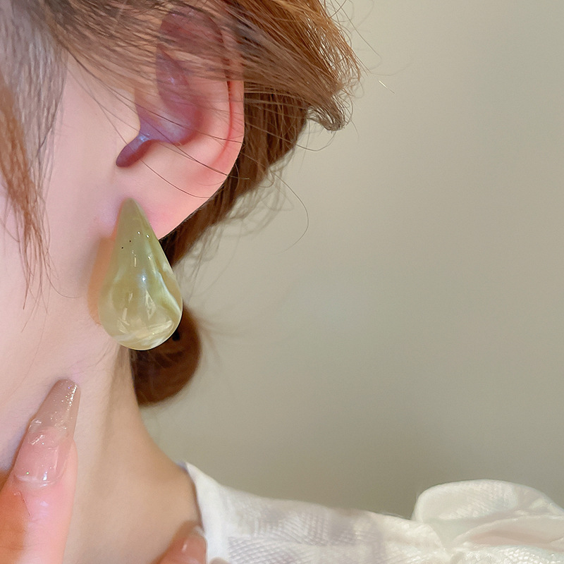 1 Pair Quantity 1 Pair Vintage Style Simple Style Water Droplets Solid Color Arylic Alloy Ear Studs