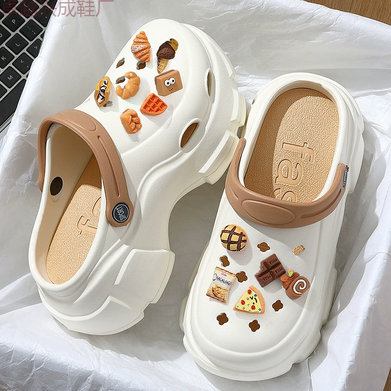 Белая открытая женская обувь DIY пещера женская летняя обувь на пляже с толстой подошвы нескользящая женская обувь