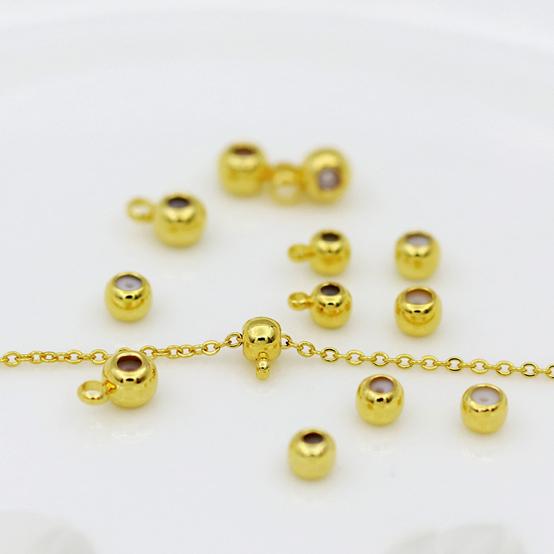 Color-Preserving 18K Real Gold Plated Positioning Glue Beads Jewelry Non-Slip Hanging Glue Movable Gold-Covered Necklace DIY Adjustable Beads D51
