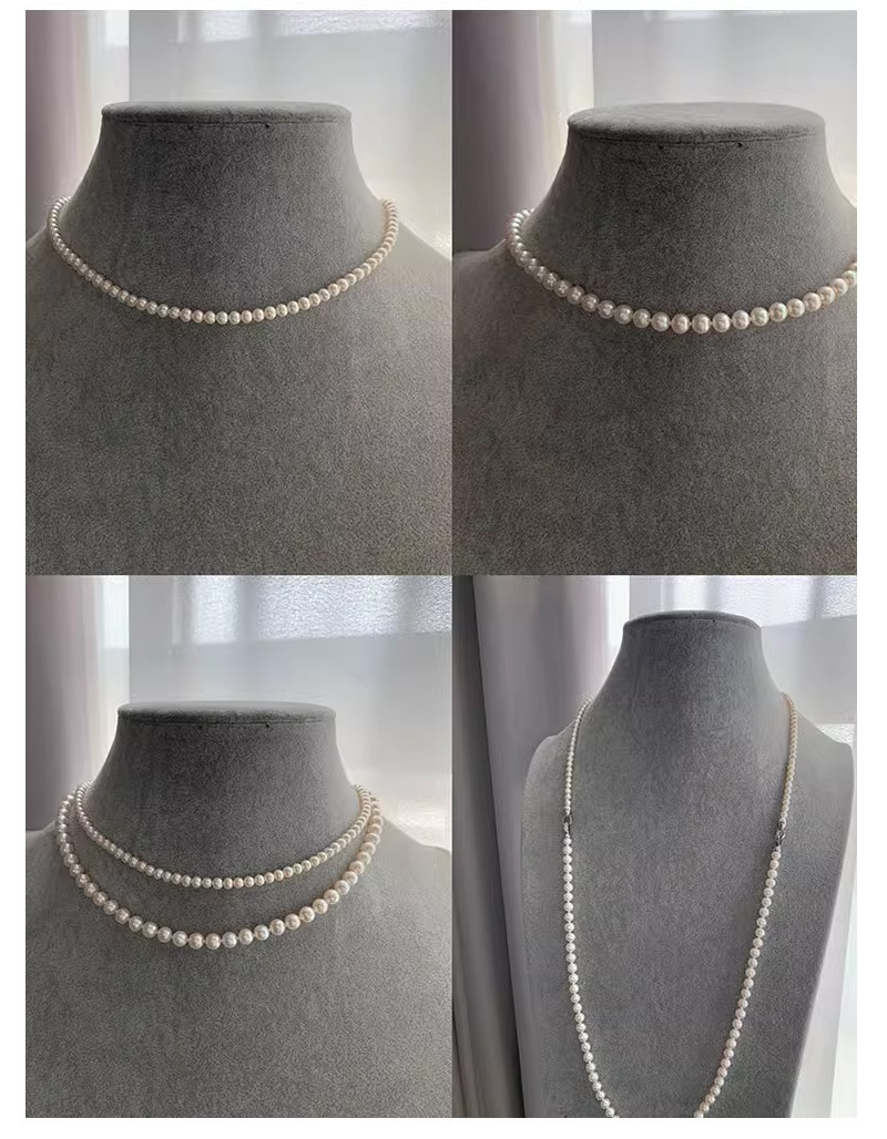Dubbellaagse parelketting voor dames elegante hanger ketting_voghion.com