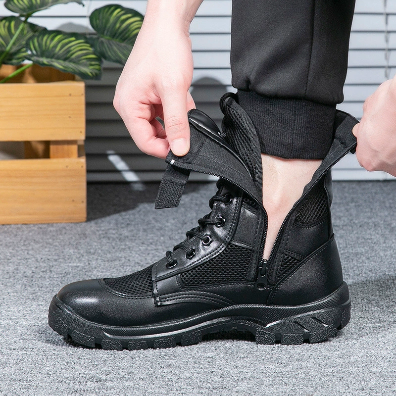 Летняя уличная полевая обувь, дышащие ботинки на молнии, рабочие ботинки, спасательные ботинки, боевые тренировочные ботинки, ботинки для безопасности в метро, ботинки для проверки безопасности.