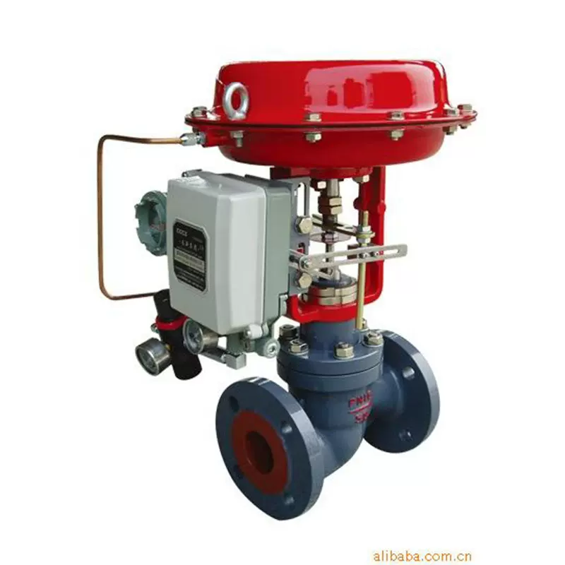 定制单向气动二通式调节阀 法兰碳钢调节阀 红色隔膜式调节阀门