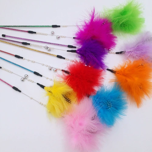 Evanity забавная кошачья палка маленькие точки большое перо эластичная забавная кошачья палка длинный стержень красочная забавная кошачья палка игрушка для кошек