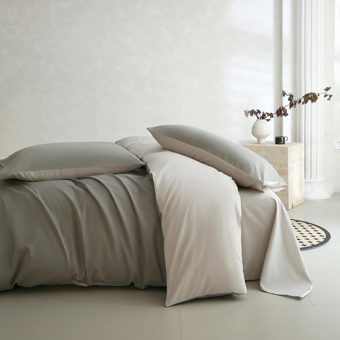 100% algodón conjunto de cuatro piezas 60 algodón de lana larga de color sólido dobles de algodón grueso cama dormitorio de estudiantes tres piezas conjunto simple