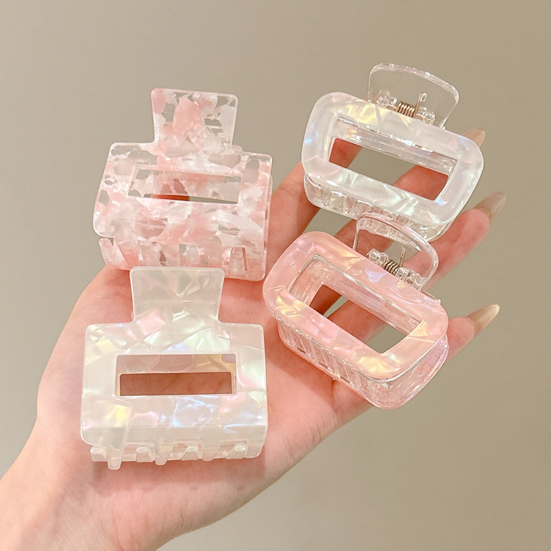 Clip de cabello cuadrado coreano nuevo clip de captura de color fantasía temperamento de tamaño medio clip de cabello de cola de caballo para mujeres agarrar un pequeño clip fresco