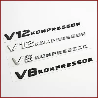 Suitable for Mercedes-Benz V12 BITURBO car emblems, V8 KOMPRESSOR turbocharger emblems, and side fender emblems