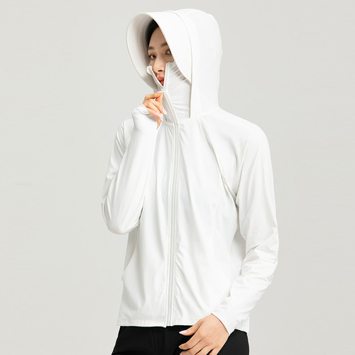 Original yarn ice silk sun protection clothing for women, men's and women's breathable removable large brim travel and camping anti-UV jacket