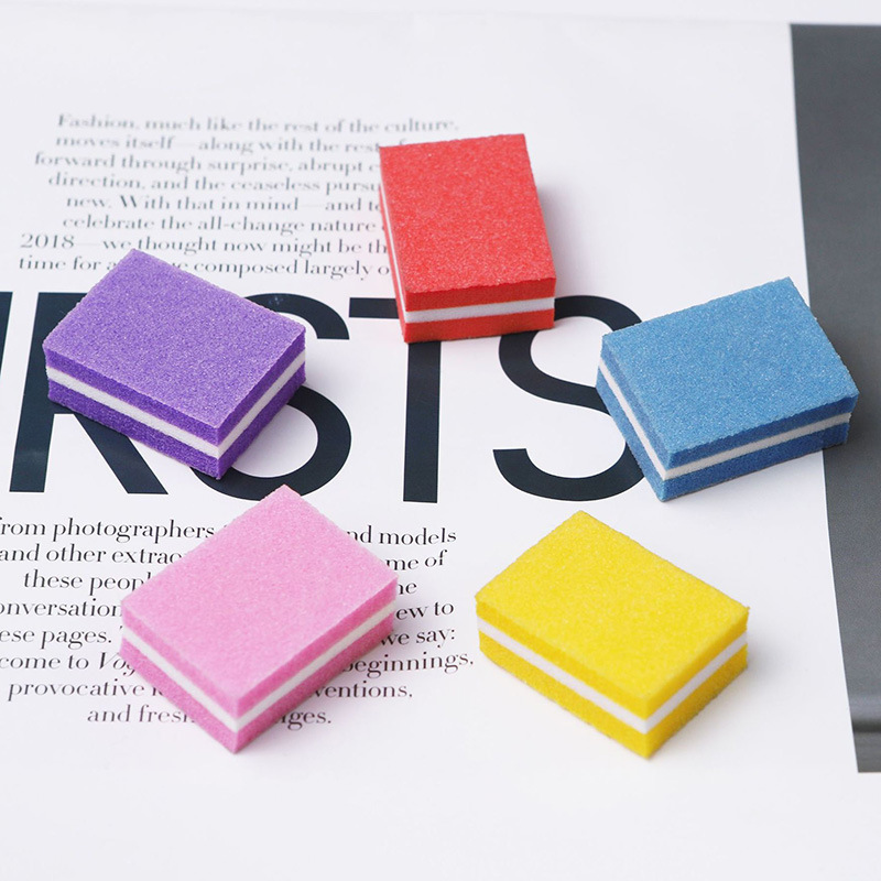Square Mini Pink Nail Art Tofu Block Sponge Polishing Repair Two-sided Polishing Nail Art Tool