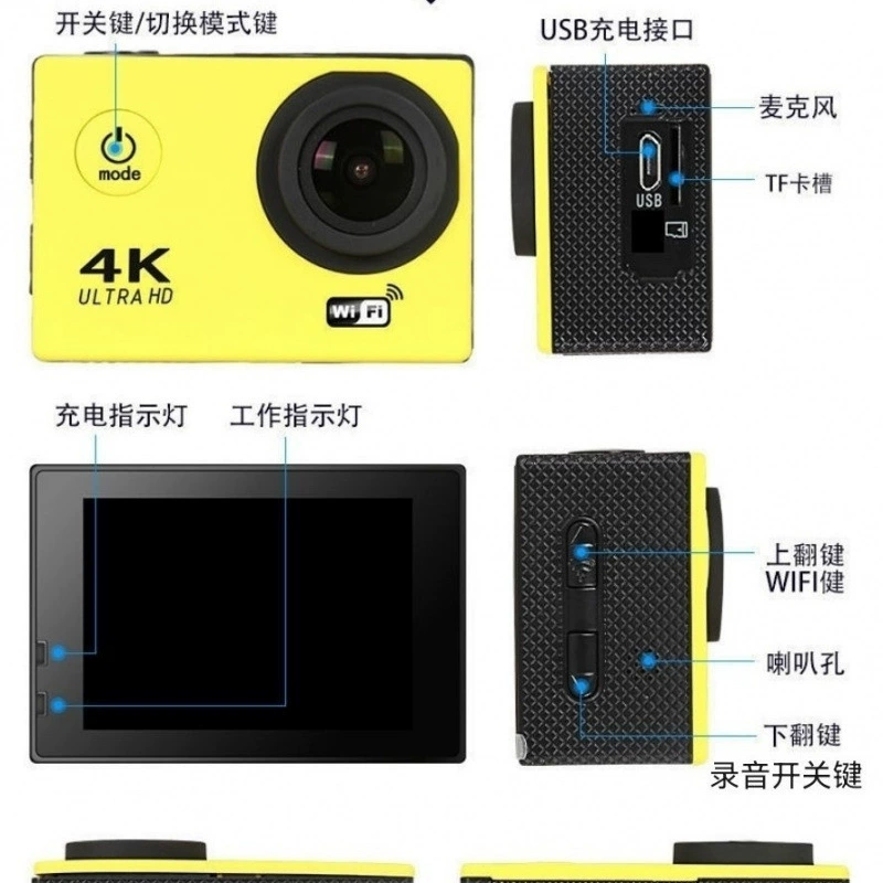 Спортивная камера HD Wi-Fi камера водонепроницаемая для погружения под воду мотоциклетный шлем регистратор на панели обзора собака напрямую с завода