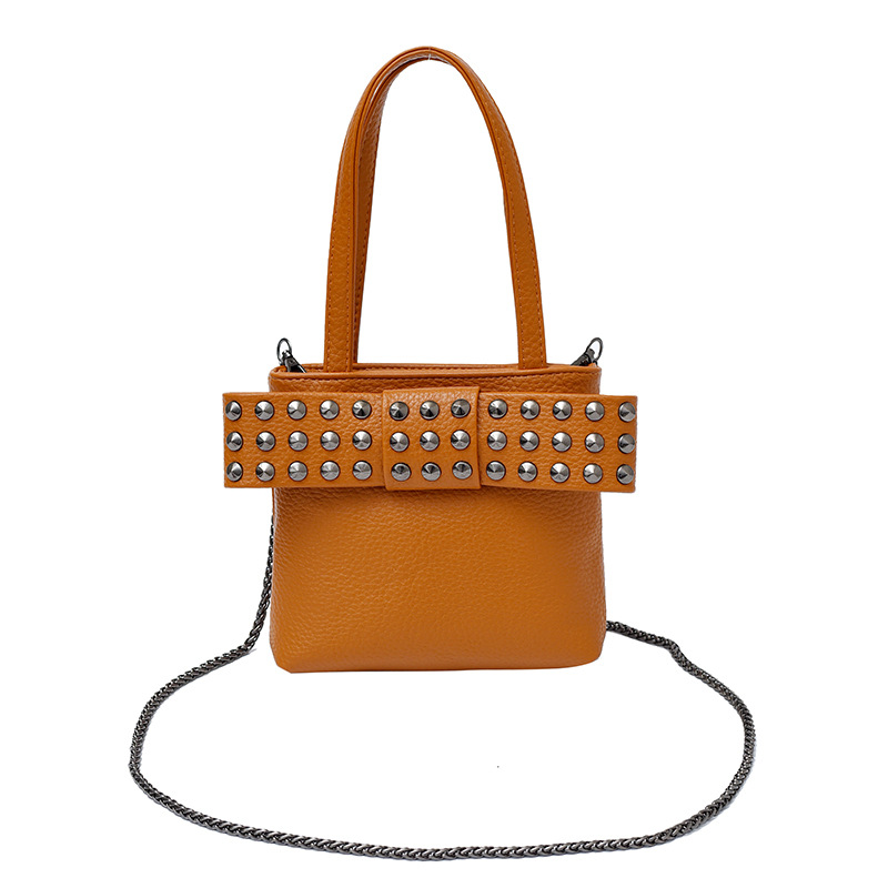 Bolso de textura transfronteriza 2025 nuevo bolso de cadena retro bowknot bandolera moda remache bandolera