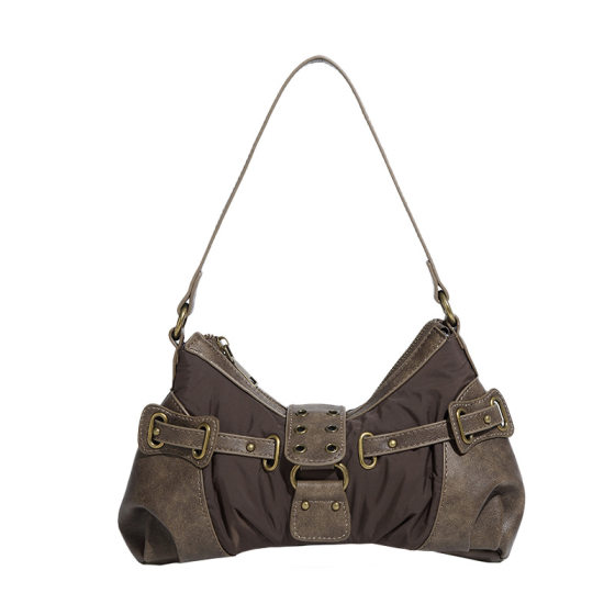Retro distressed underarm bag American bag waste soil style 2023 autumn and winter New one-shoulder portable rivet French stick bag