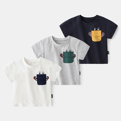 goods in stock KACADY summer new pattern Korean Edition Children Boys Cartoon Boy Short sleeved T-shirts T-shirt
