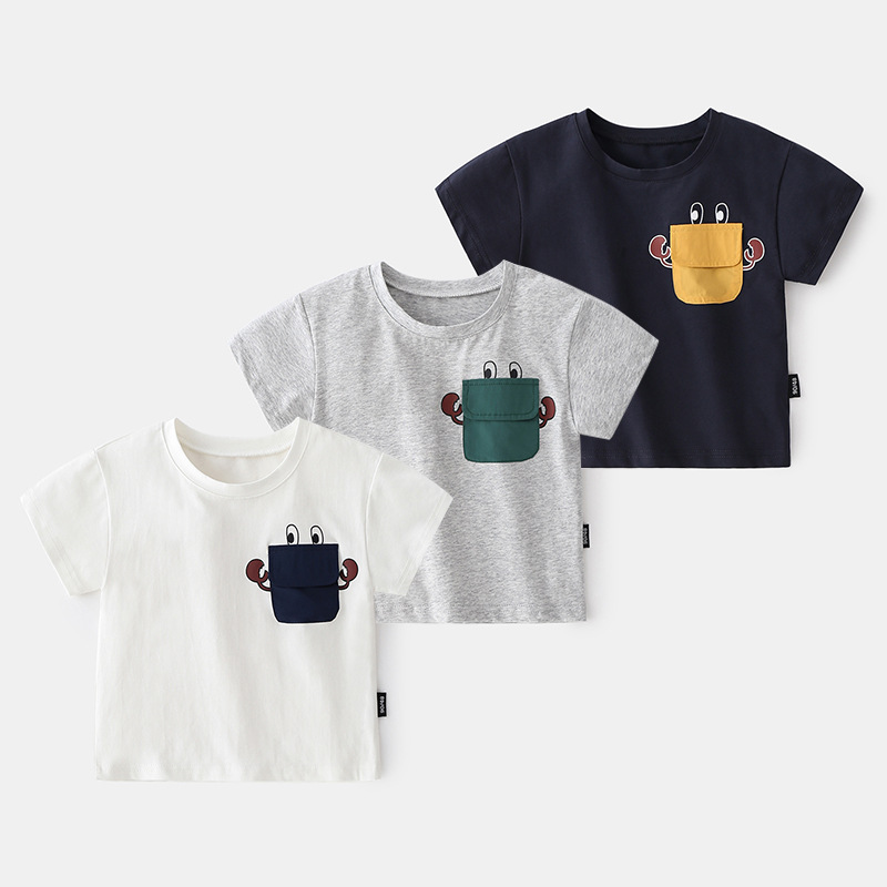 goods in stock KACADY summer new pattern Korean Edition Children Boys Cartoon Boy Short sleeved T-shirts T-shirt