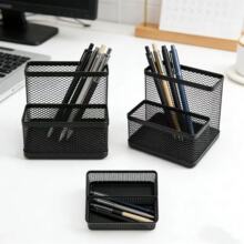 二格多功能文具笔筒桌面办公学习用品铁网多功能笔筒组合文具