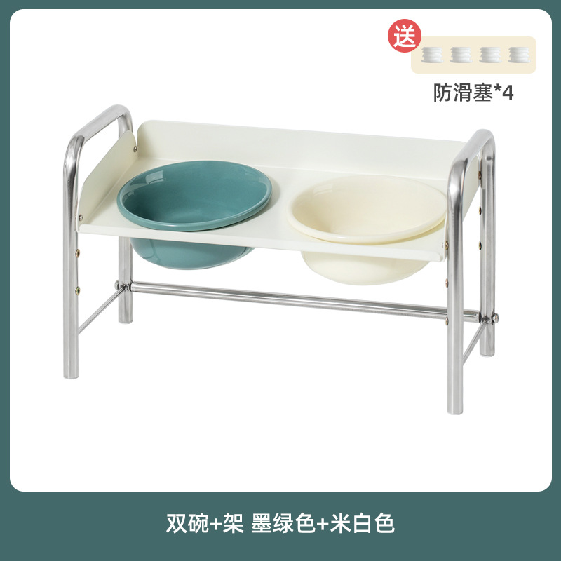 Tazón de cerámica para gatos Tazón de comida para gatos Tazón de comida para gatos de pies altos Tazón para perros anti-volcado Tazón para beber de gran capacidad Tazón doble Protección de la columna cervical