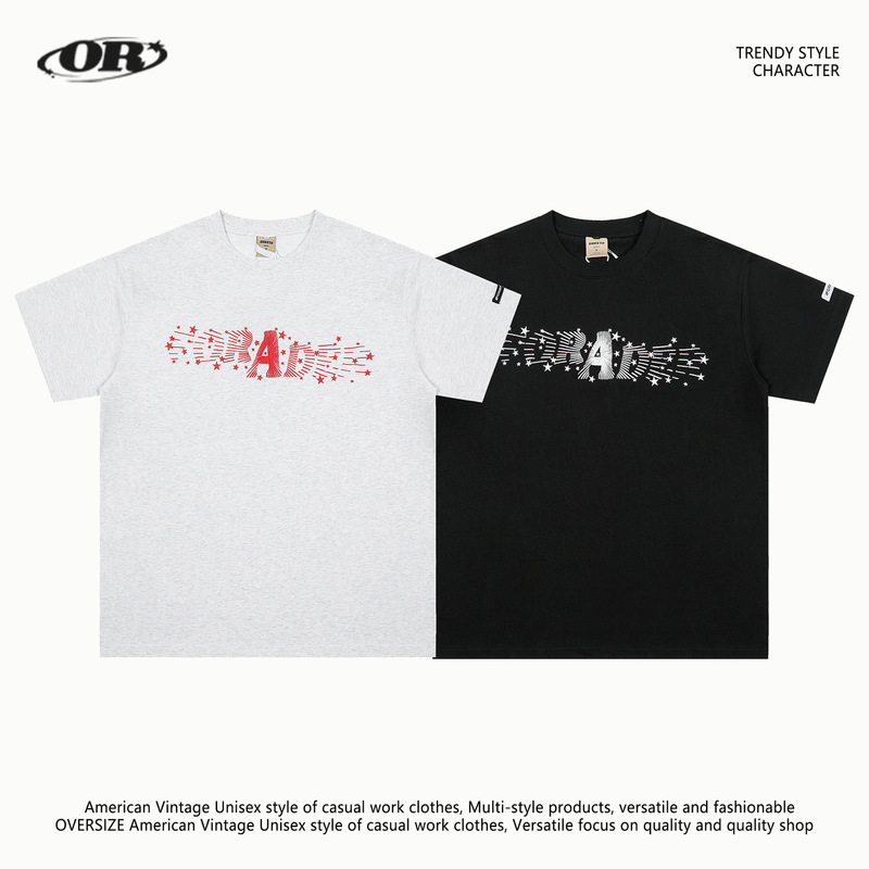 Oreeta | American College Style Letter Screen-Printed Short-Sleeve T-Shirt Trendy Brand Top Special Clearance Sale No Returns or Exchanges