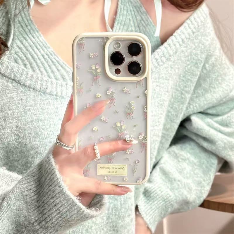 Pequeño tulipán fresco para iPhone16ProMax Girl Heart 14 Apple 15 funda para teléfono móvil 13 nuevo 15PM