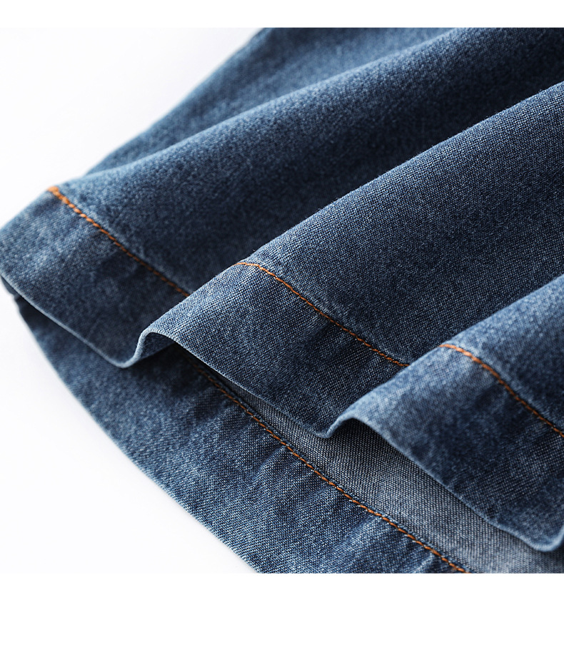 Váy liền denim Tiansi dáng maxi thắt eo phong cách Pháp mùa hè — Màu xanh lam chi tiết 16