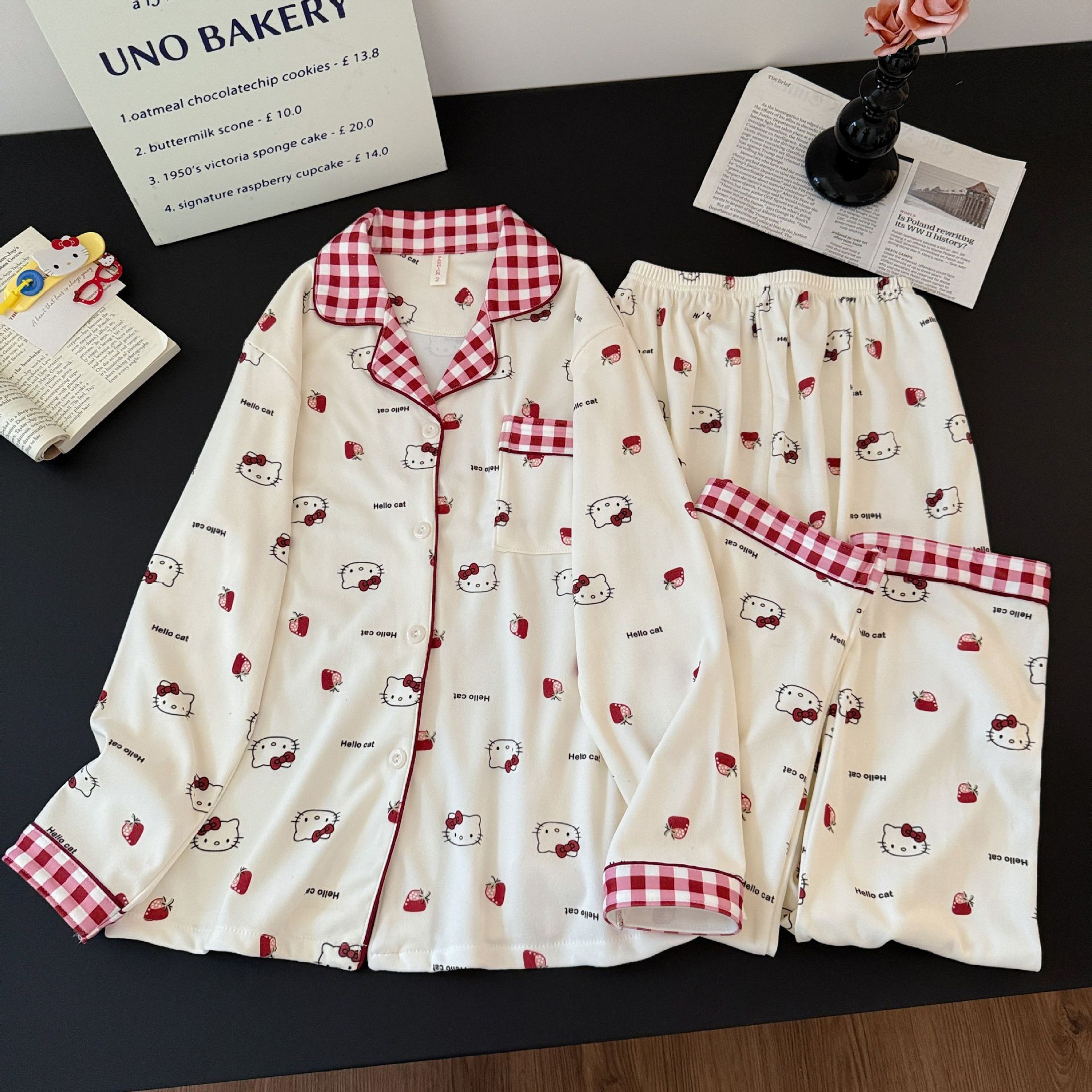 Invierno al por mayor transfronterizo 260G Cardigan grueso de dibujos animados calentamiento pijamas de mujeres cómodas mangas largas pantalones largos ropa para el hogar