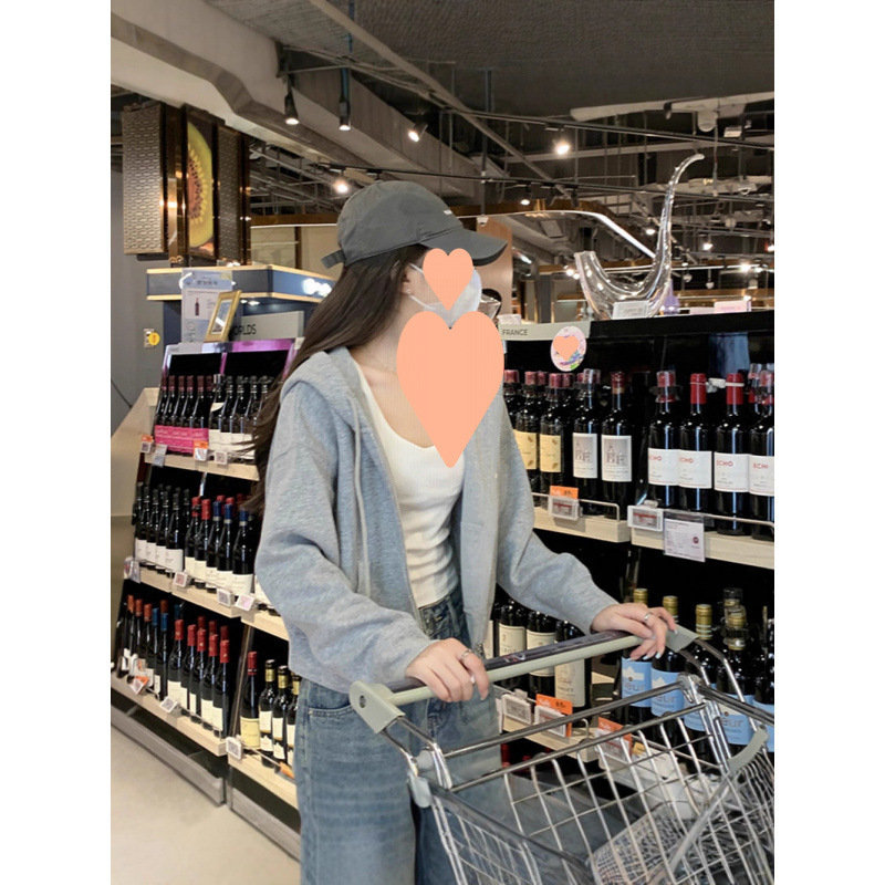 连帽拉链卫衣外套女宽松2025新款百搭休闲薄款短款即墨卫衣开衫女|undefined